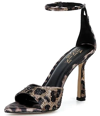 Gianni Bini Grady Two Leopard Print Rhinestone Stiletto Dress Sandals