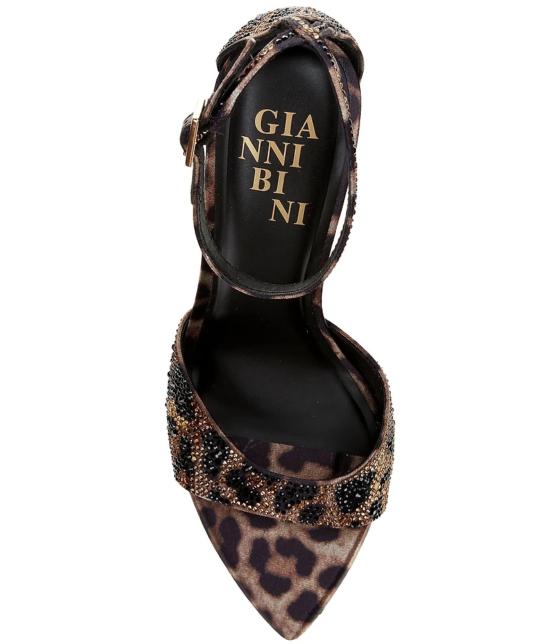 Gianni Bini Grady Two Leopard Print Rhinestone Stiletto Dress Sandals