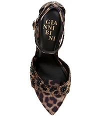 Gianni Bini Grady Two Leopard Print Rhinestone Stiletto Dress Sandals