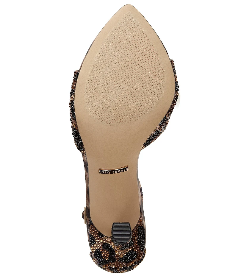Gianni Bini Grady Two Leopard Print Rhinestone Stiletto Dress Sandals