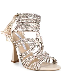 Gianni Bini Haiku Braided Patterned Cord Tassle Ankle Wrap Dress Sandals