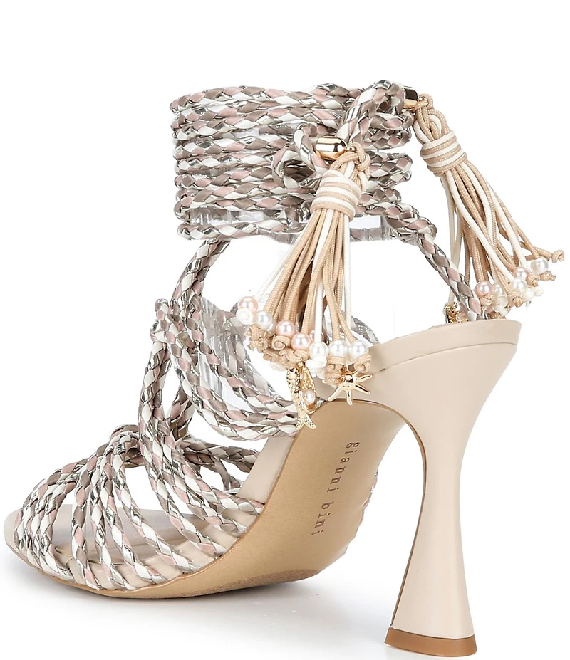 Gianni Bini Haiku Braided Patterned Cord Tassle Ankle Wrap Dress Sandals