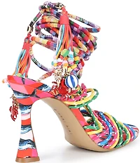 Gianni Bini Haiku Multi Corded Tassel Sardine Detail Ankle Wrap Dress Sandals