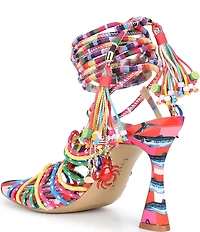 Gianni Bini Haiku Multi Corded Tassel Sardine Detail Ankle Wrap Dress Sandals
