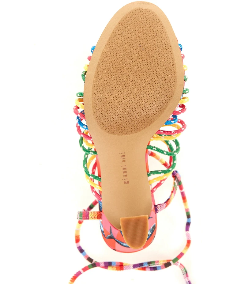 Gianni Bini Haiku Multi Corded Tassel Sardine Detail Ankle Wrap Dress Sandals