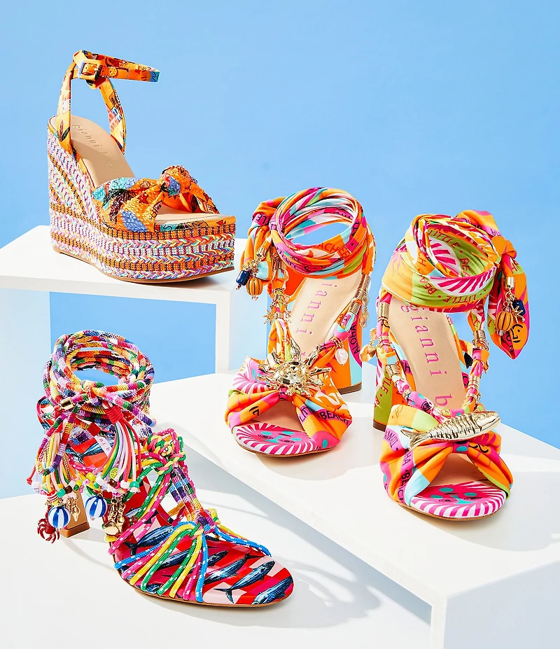 Gianni Bini Haiku Multi Corded Tassel Sardine Detail Ankle Wrap Dress Sandals