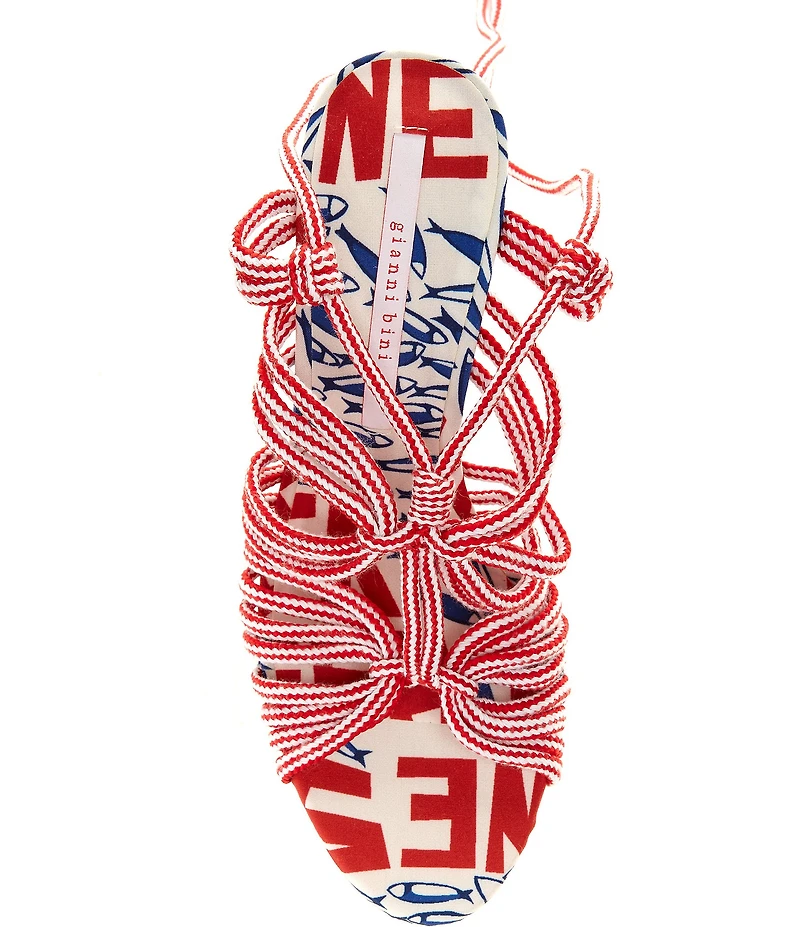 Gianni Bini Haiku Striped Tassel Ankle Wrap Printed Dress Sandals