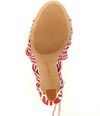 Gianni Bini Haiku Striped Tassel Ankle Wrap Printed Dress Sandals