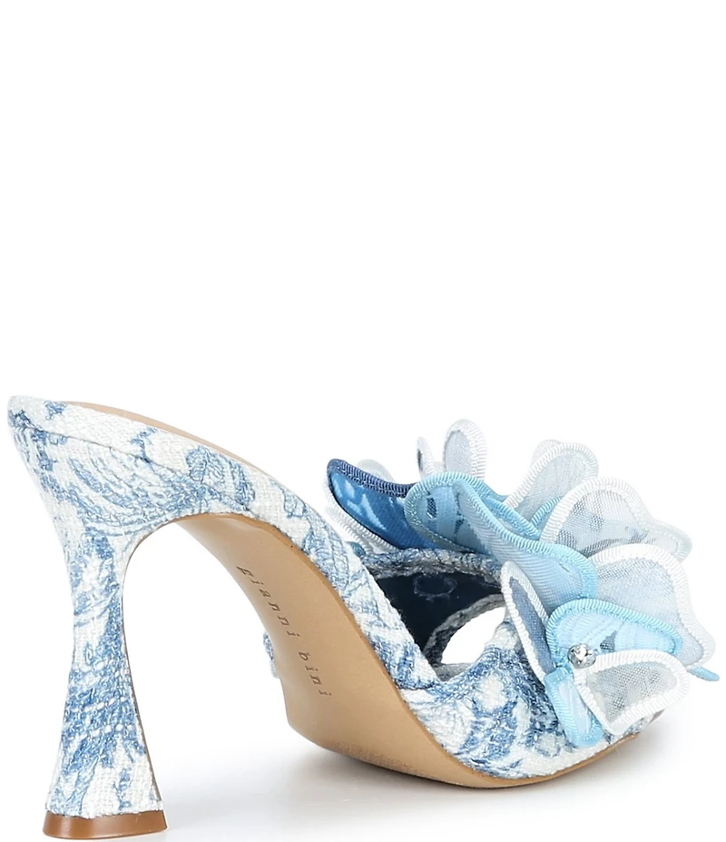 Gianni Bini Haley Flower Printed Rhinestone Slide Dress Sandals