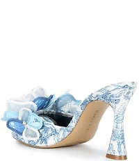 Gianni Bini Haley Flower Printed Rhinestone Slide Dress Sandals