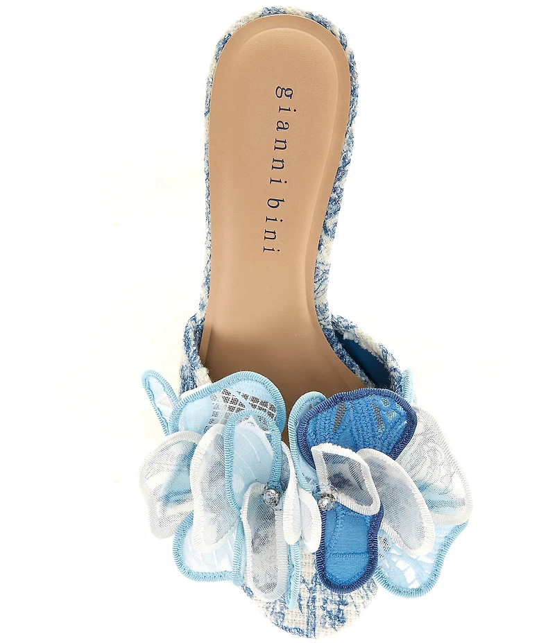 Gianni Bini Haley Flower Printed Rhinestone Slide Dress Sandals