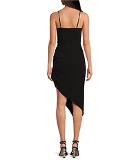 Gianni Bini Harling Crepe Square Neck Sleeveless Asymmetrical Hemline Midi Dress