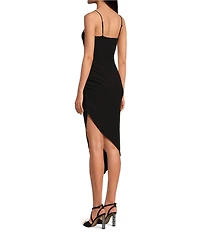 Gianni Bini Harling Crepe Square Neck Sleeveless Asymmetrical Hemline Midi Dress