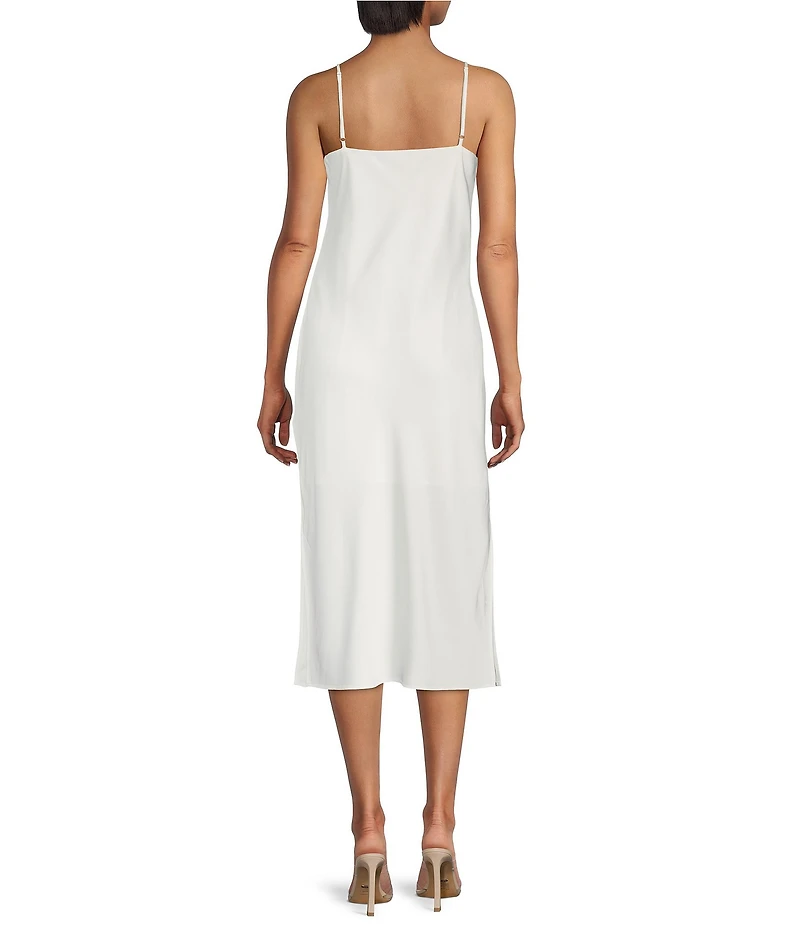 Gianni Bini Harper Satin V-Neck Sleeveless Slip Midi Dress