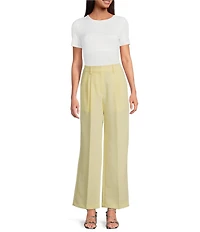 Gianni Bini Hartley Crepe Pleated Straight Wide Leg Coordinating Pants