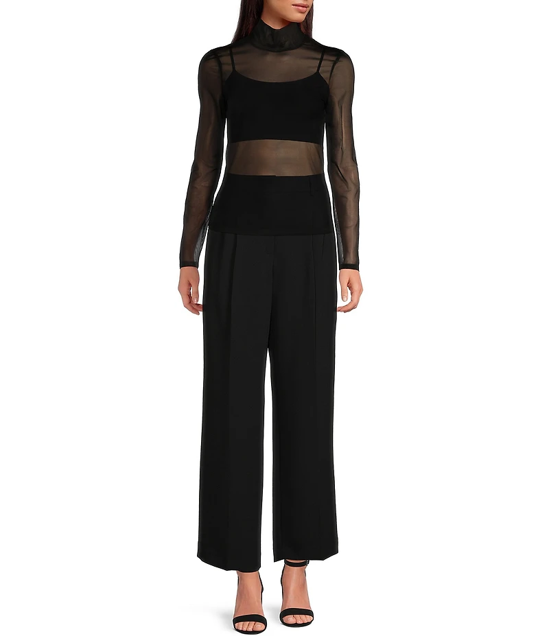 Gianni Bini Hartley Crepe Pleated Straight Wide Leg Coordinating Pants