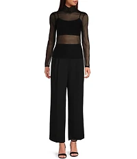 Gianni Bini Hartley Crepe Pleated Straight Wide Leg Coordinating Pants