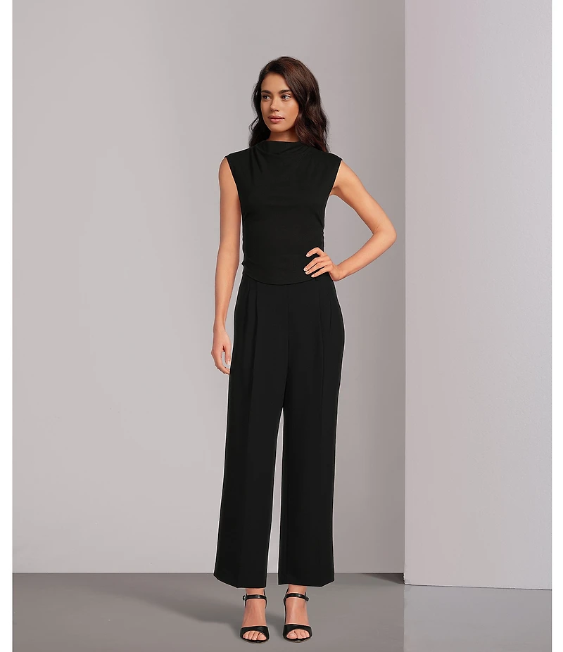 Gianni Bini Hartley Crepe Pleated Straight Wide Leg Coordinating Pants