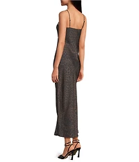 Gianni Bini Haven Satin Leopard Print V-Neck Sleeveless Full Length Slip Dress