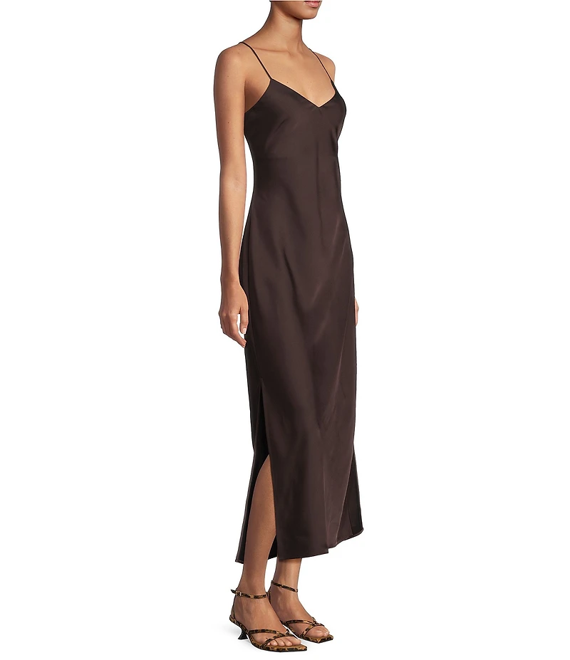 Gianni Bini Haven Satin V-Neck Sleeveless Maxi Slip Dress