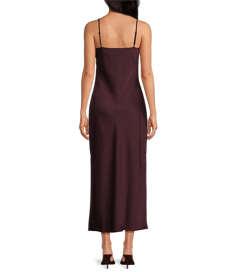 Gianni Bini Haven Satin V-Neck Sleeveless Midi Slip Dress
