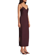 Gianni Bini Haven Satin V-Neck Sleeveless Midi Slip Dress