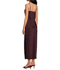 Gianni Bini Haven Satin V-Neck Sleeveless Midi Slip Dress