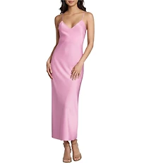 Gianni Bini Haven Satin V-Neck Sleeveless Maxi Slip Dress