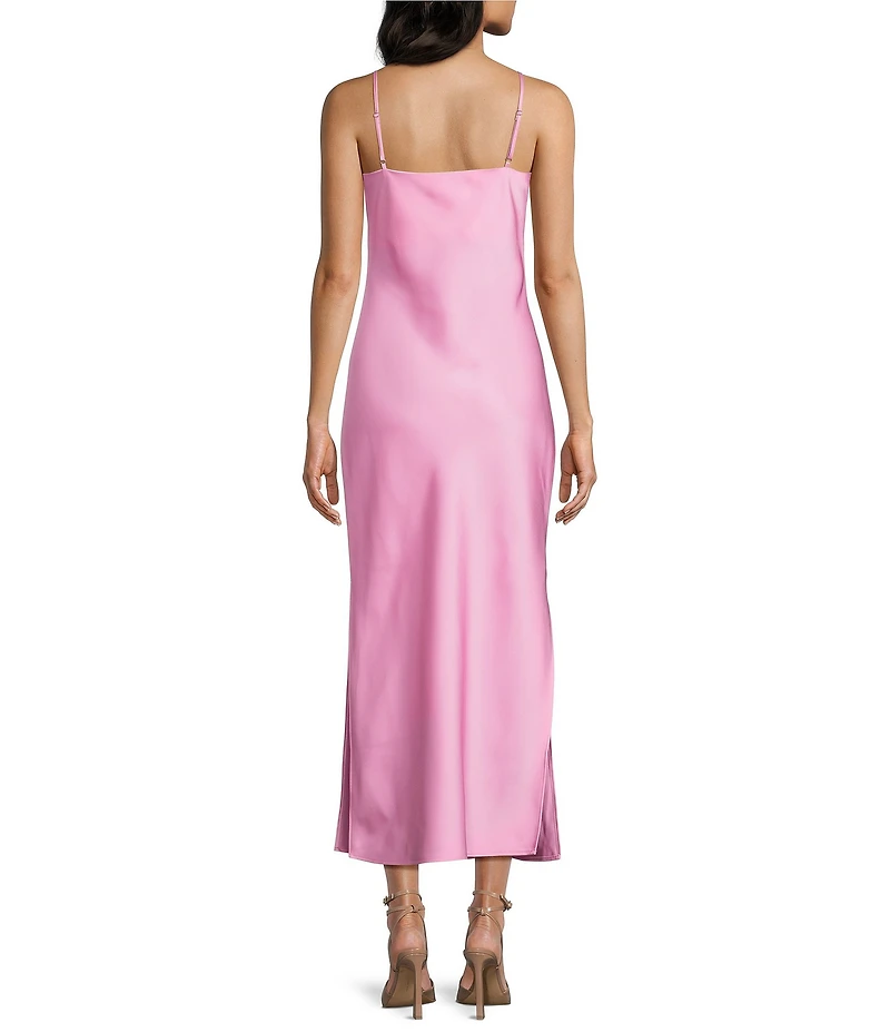 Gianni Bini Haven Satin V-Neck Sleeveless Maxi Slip Dress