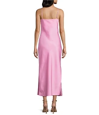 Gianni Bini Haven Satin V-Neck Sleeveless Maxi Slip Dress