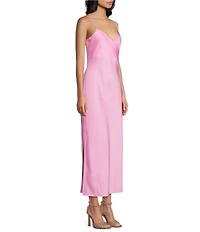 Gianni Bini Haven Satin V-Neck Sleeveless Maxi Slip Dress