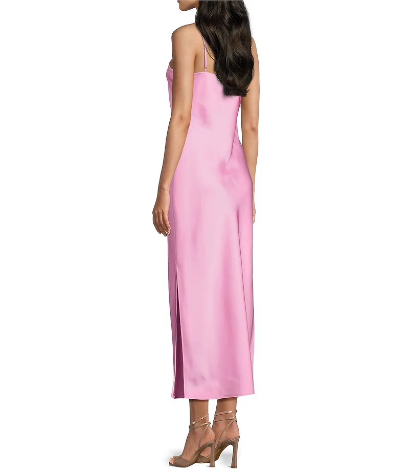 Gianni Bini Haven Satin V-Neck Sleeveless Maxi Slip Dress