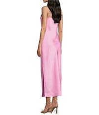 Gianni Bini Haven Satin V-Neck Sleeveless Maxi Slip Dress