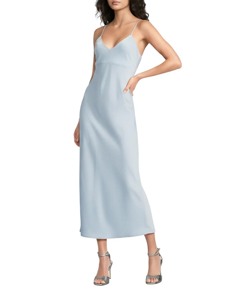 Gianni Bini Haven Satin V-Neck Sleeveless Maxi Slip Dress