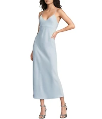 Gianni Bini Haven Satin V-Neck Sleeveless Maxi Slip Dress