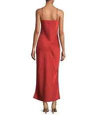 Gianni Bini Haven Satin V-Neck Sleeveless Maxi Slip Dress