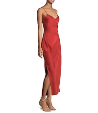 Gianni Bini Haven Satin V-Neck Sleeveless Maxi Slip Dress