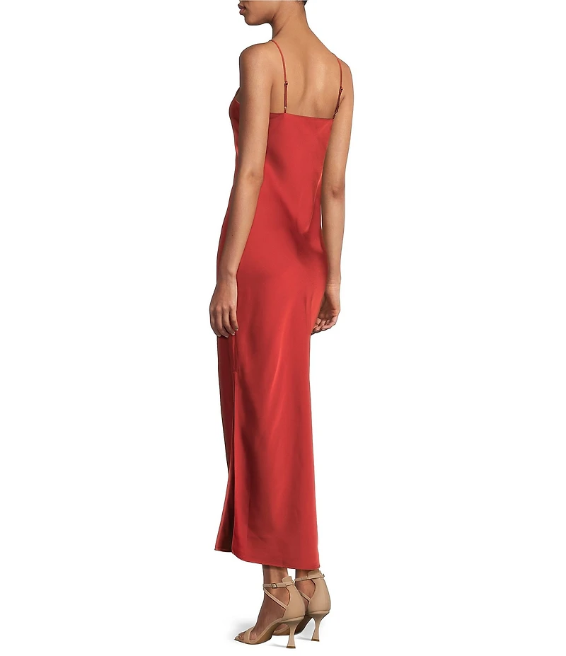 Gianni Bini Haven Satin V-Neck Sleeveless Maxi Slip Dress