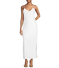 Gianni Bini Haven Satin V-Neck Sleeveless Maxi Slip Dress