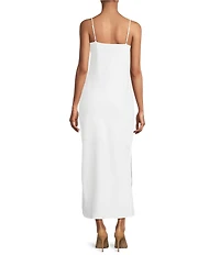 Gianni Bini Haven Satin V-Neck Sleeveless Maxi Slip Dress