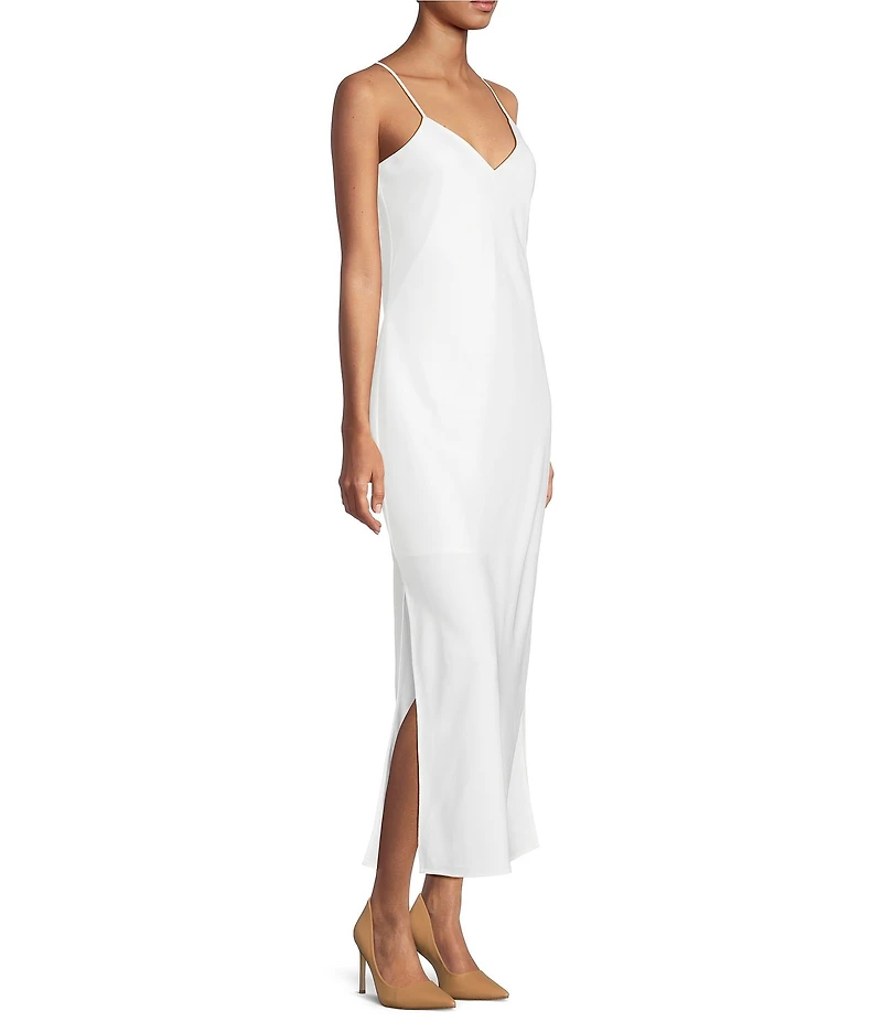 Gianni Bini Haven Satin V-Neck Sleeveless Maxi Slip Dress