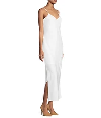 Gianni Bini Haven Satin V-Neck Sleeveless Maxi Slip Dress