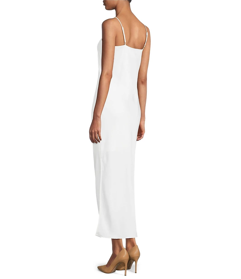Gianni Bini Haven Satin V-Neck Sleeveless Maxi Slip Dress