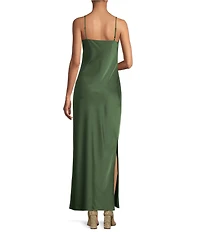 Gianni Bini Haven Satin V-Neck Sleeveless Maxi Slip Dress