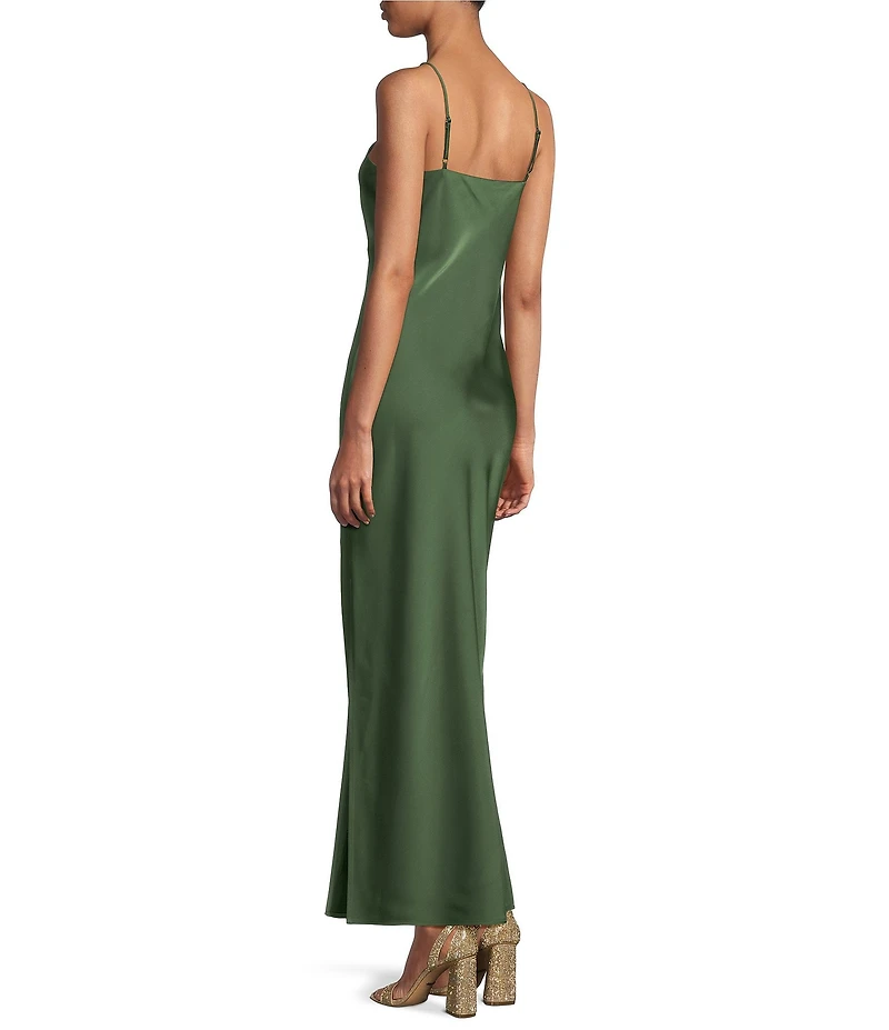 Gianni Bini Haven Satin V-Neck Sleeveless Maxi Slip Dress