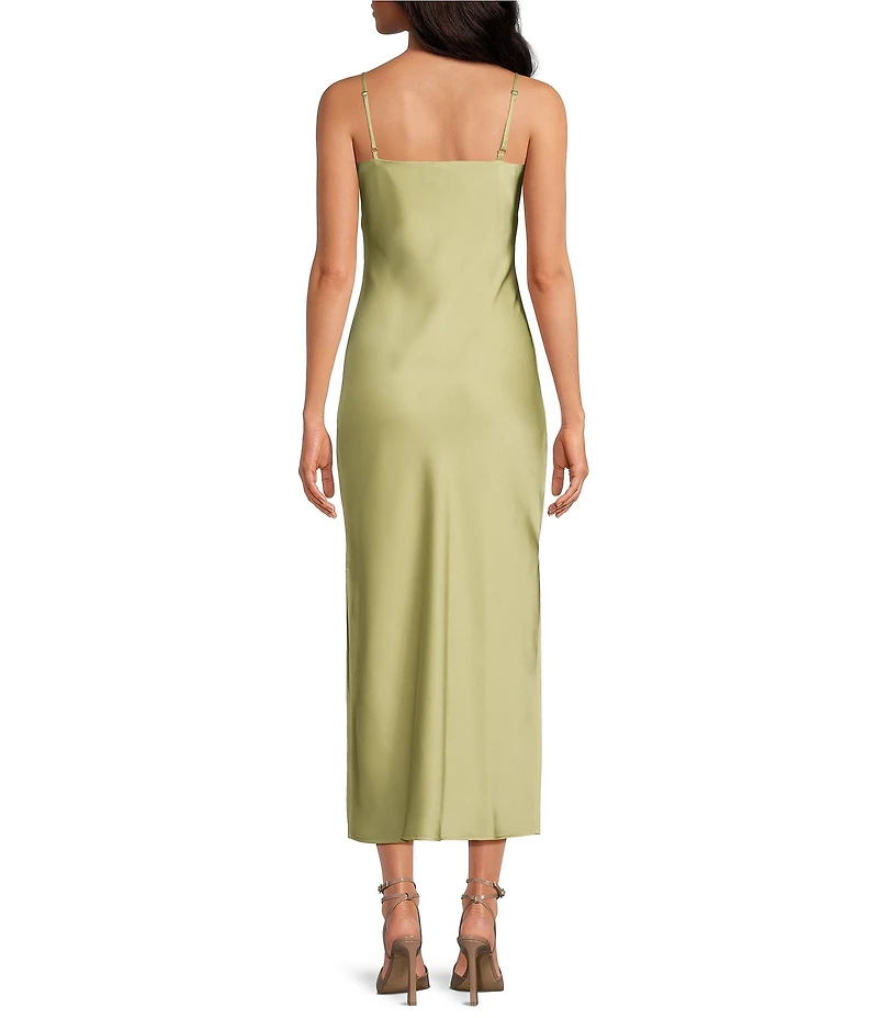 Gianni Bini Haven Satin V-Neck Sleeveless Maxi Slip Dress