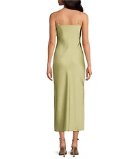 Gianni Bini Haven Satin V-Neck Sleeveless Maxi Slip Dress