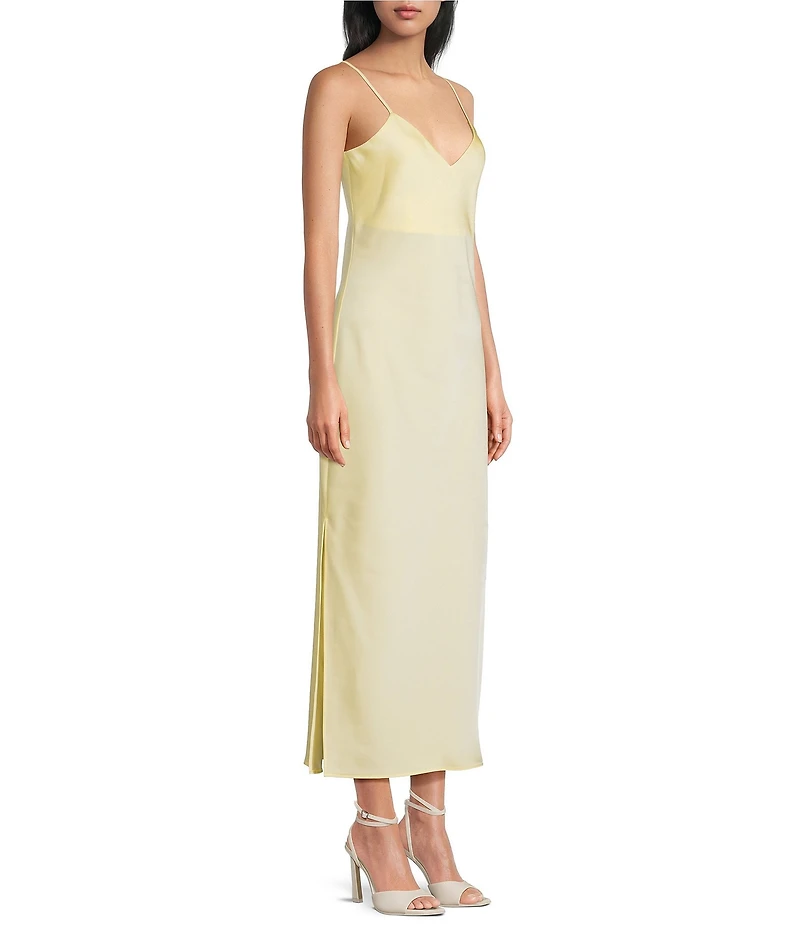 Gianni Bini Haven Satin V-Neck Sleeveless Maxi Slip Dress