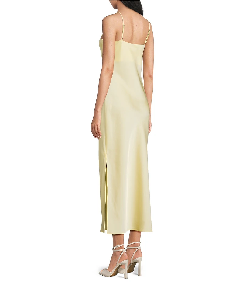 Gianni Bini Haven Satin V-Neck Sleeveless Maxi Slip Dress