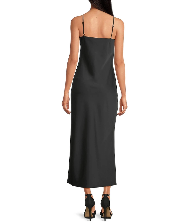 Gianni Bini Haven Satin V-Neck Sleeveless Maxi Slip Dress